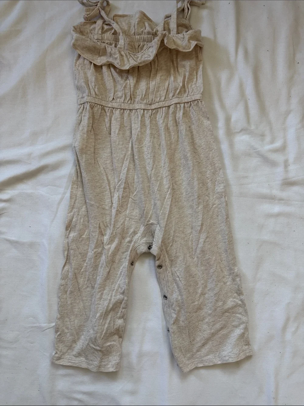 GAP Beige Tie-Shoulder Cotton Romper 3T